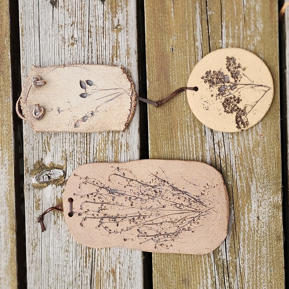 Handmade ceramic pressed flower wall decor
